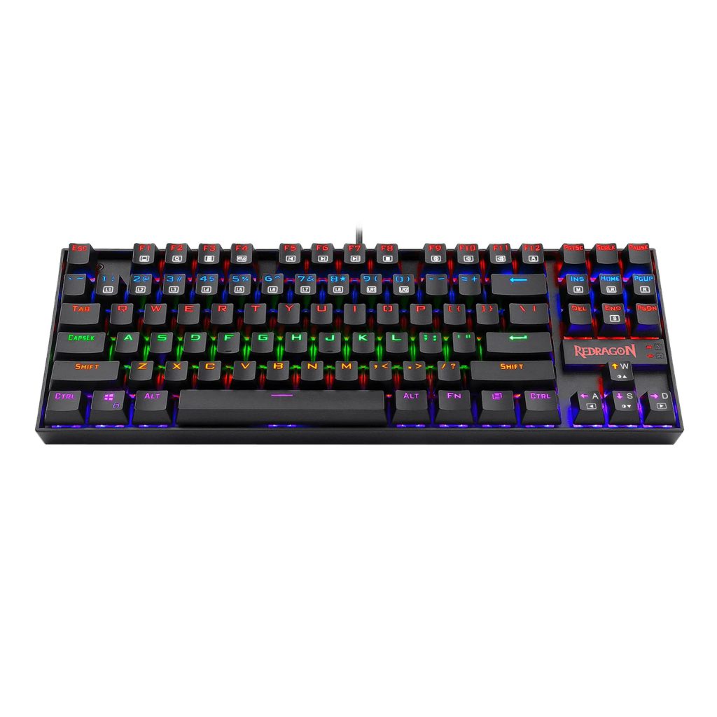 کیبورد گیمینگ ردراگون مدل K552 Kumara، سوییچ مکانیکال قرمز، Tenkeyless، نورپردازی RGB، قابلیت Anti-Ghosting