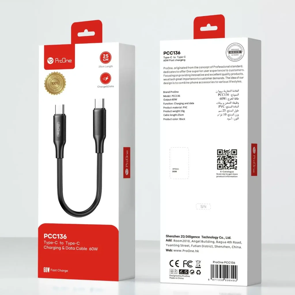 کابل Type-c به Type-c پرووان مدل PCC136